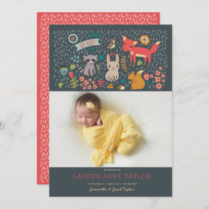 Bois Animaux Nouveau Faire-part de naissance bébé