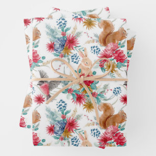 Bois Animaux Papier d'enveloppement de Noël