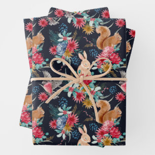Bois Animaux Papier d'enveloppement de Noël