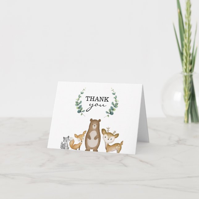 Bois Animaux pliés Merci Cartes (Devant)
