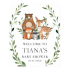 Bois Animaux Végétation Baby shower Affiche de bie