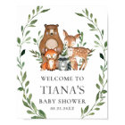 Bois Animaux Végétation Baby shower Affiche de bie