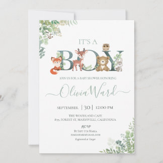 Bois Baby shower de verdure Invitation garçon