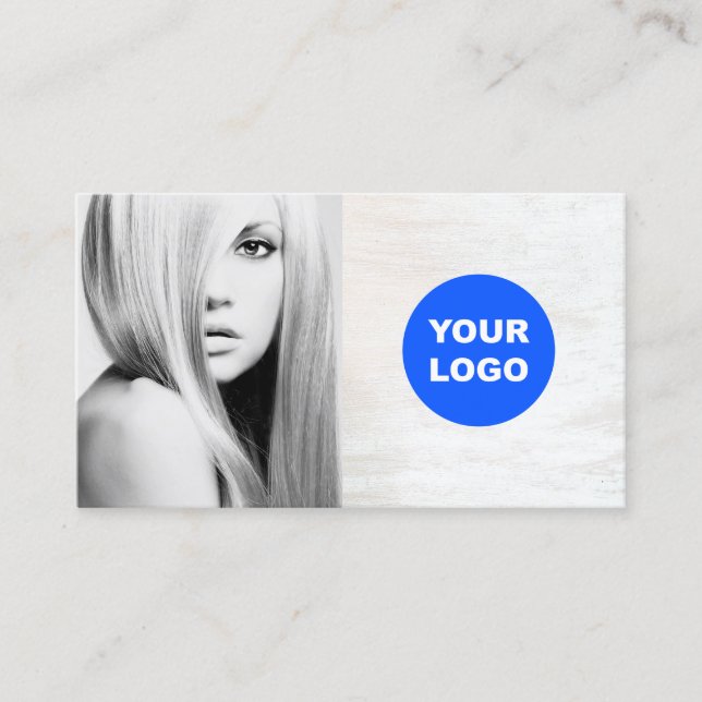 Bois blanc Ajouter Logo Salon Carte photo (Devant)