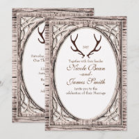 Bois Blanc de Cerf Brun Rustique Invitation de boi