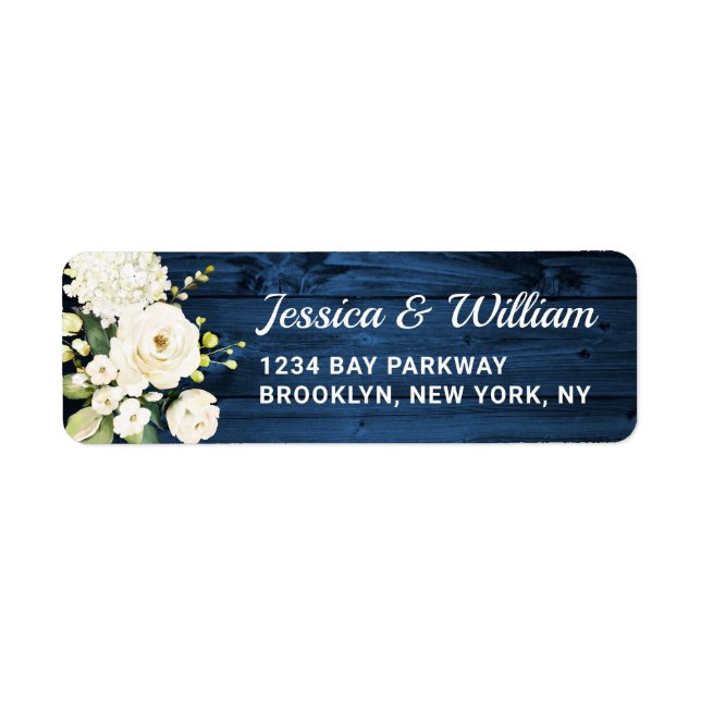 Bois Bleu & Roses Blush Floral Aquarelle Rustique (Devant)