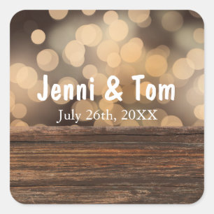 Bois + Bokeh Lights Sticker Mariage campagnard rus