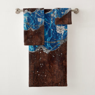 Bois Brown foncé et Art numérique Abstrait bleu