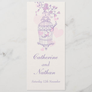 Bois cage violet rose mariage menu du dîner