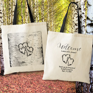 Bois de bouleau Coeurs sculptés Mariages Sacs de b