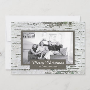 Bois de bouleau rustique Noël Deux Cartes photos