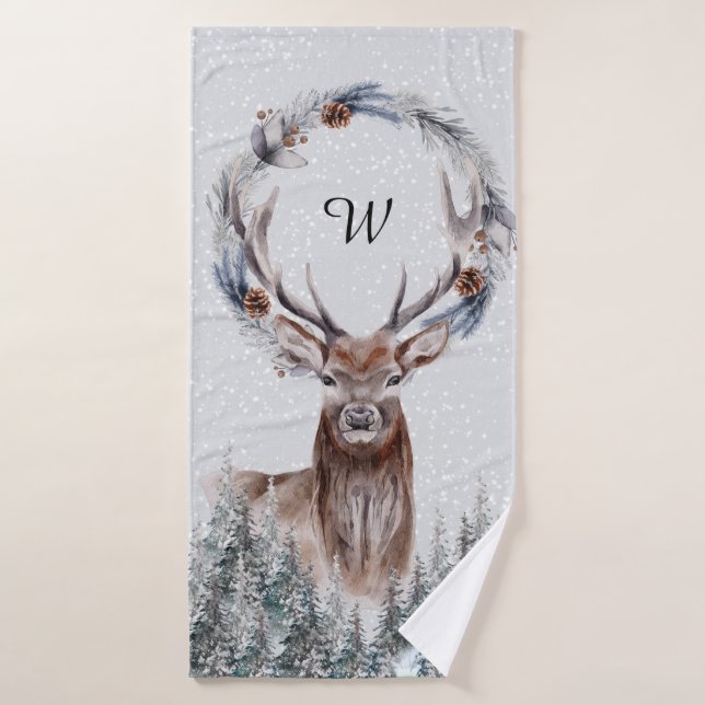 Bois de cerf d'hiver DO-IT-YOURSELF monogramme pay (Serviette de bain)