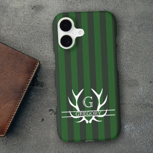Bois de cerf élégants Monogramme Rayures vertes