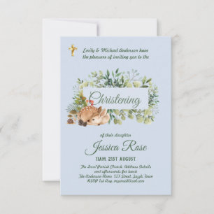 Bois de cerfs de bois Christening Invitations Bapt