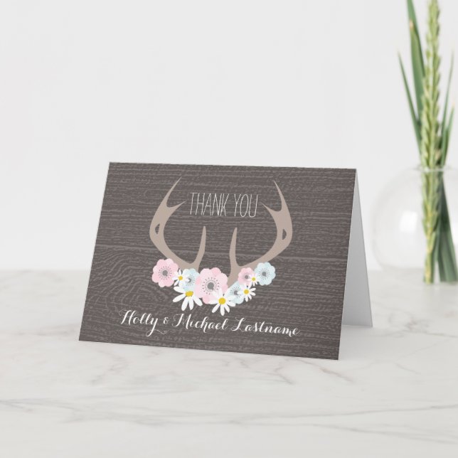 Bois de grange + bois de cerf fleuris Carte de rem (Devant)