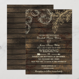 Bois de grange invitations de mariage rustique