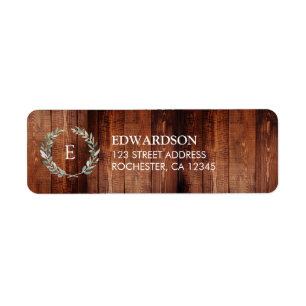 Bois de grange rustique aquarelle feuille monogram