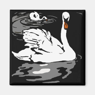 Bois de la ferme victorienne Animaux Magnet Swans