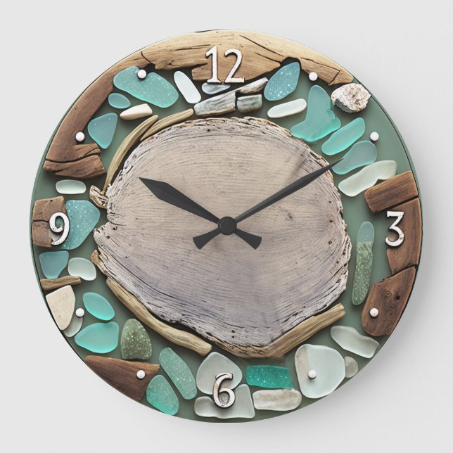 Bois de mer Bois flottant Plage Carré Horloge mura (Recto)