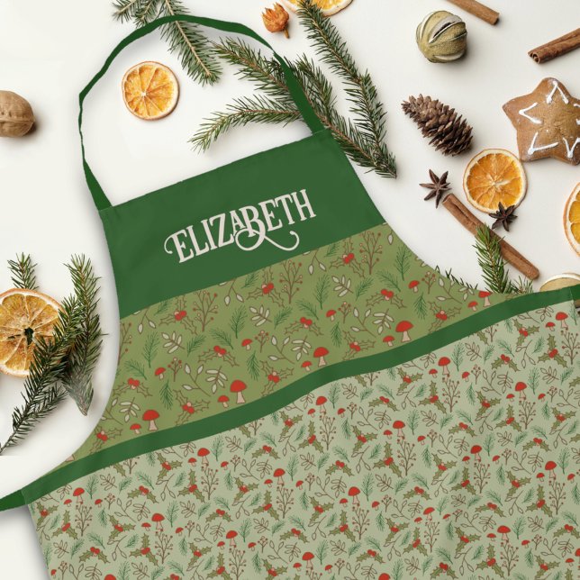 Bois de Noël personnalisées Tablier vert (Créateur téléchargé)