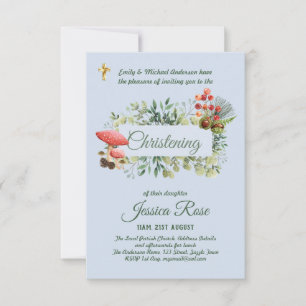 Bois de sol de bois Christening Invitations Baptêm