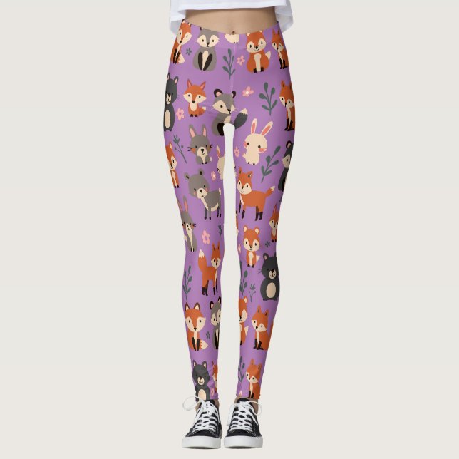 Bois de Whimsical Animaux Leggings Motifs (Devant)