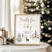 Bois d'hiver de cerfs de forêt pour bébé Poster
