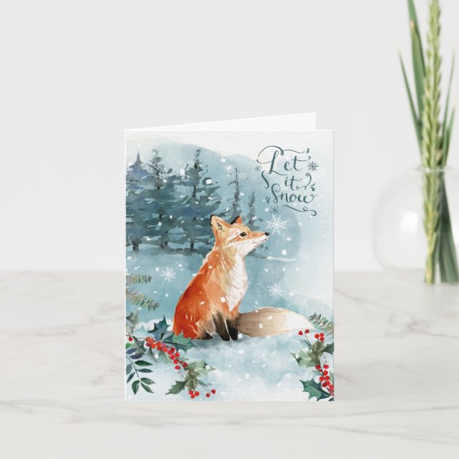 Bois d'hiver, renard Carte de voeux pliée (Devant)
