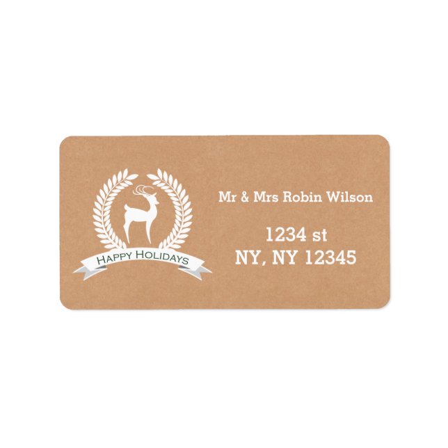 Bois d'hiver rustique cerf étiquettes de vacances (Devant)