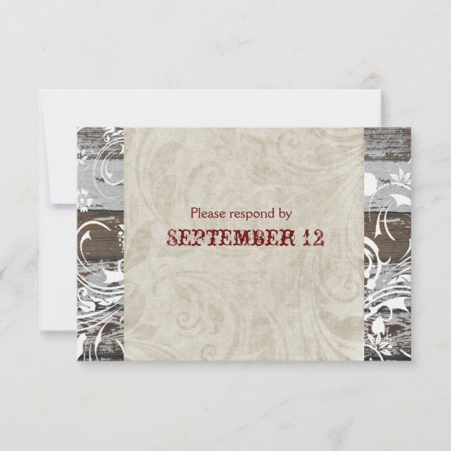 Bois et parchemin RSVP avec enveloppes (Devant)