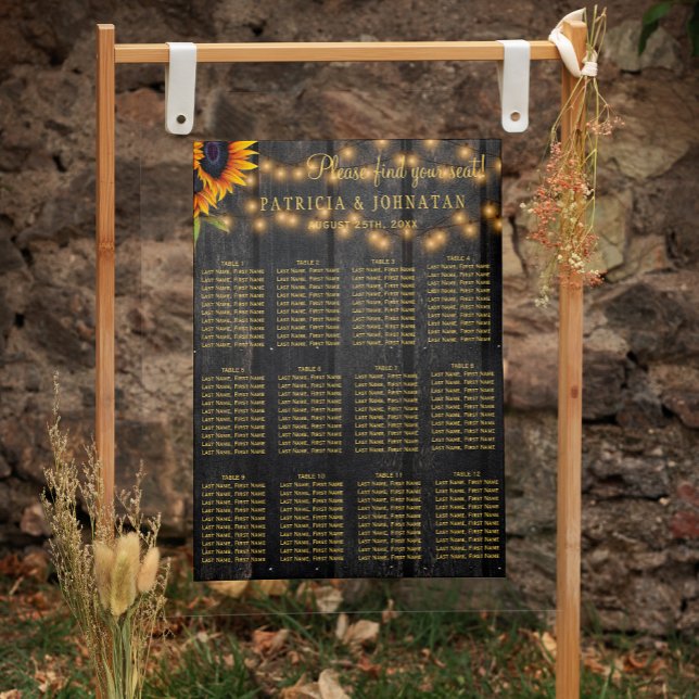 Bois fleuri rustique - tableau de sièges mariage (Créateur téléchargé)