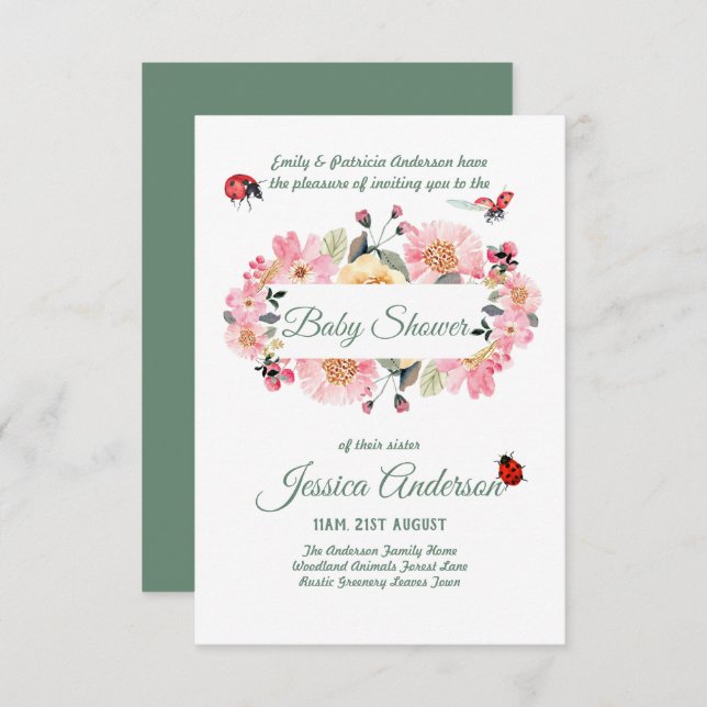 Bois Flore et faune BABY SHOWERS Invitations (Devant / Derrière)