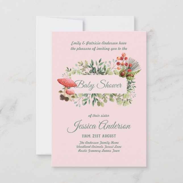 Bois Flore et faune BABY SHOWERS Invitations (Devant)