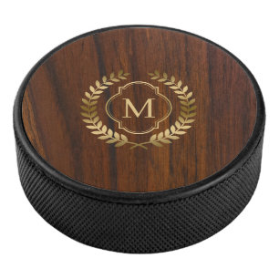 Bois foncé acajou en or badge monogramme