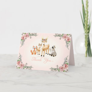Bois Forêt Animaux Boho Rose Merci Floral