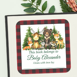 Bois Forêt Animaux Douche Plaid Livre Étiquettes