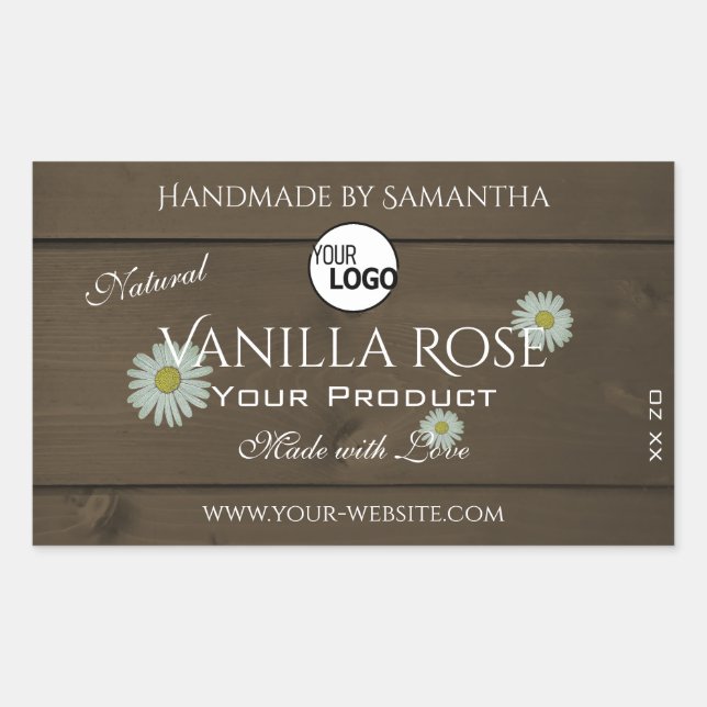 Bois Grain Produits Emballage Étiquette Daisies Lo (Devant)