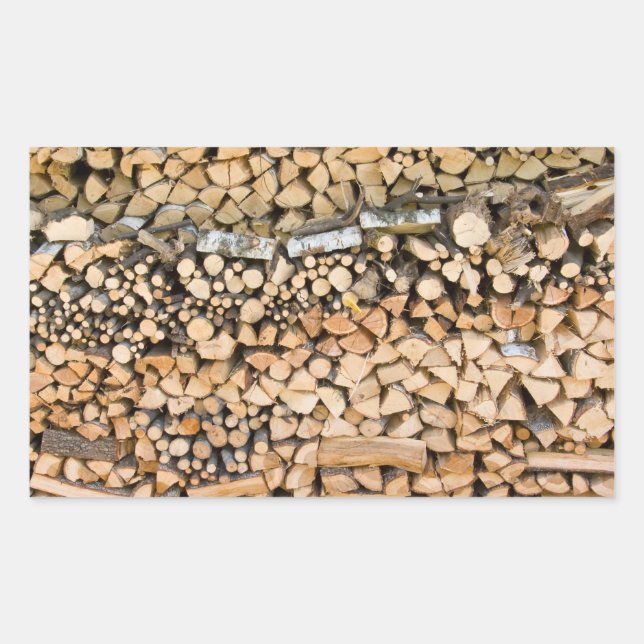 Bois haché sur une pile rectangulaire autocollant (Devant)