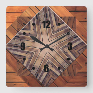 Bois Kaleidoscope Design Carré Horloges murales