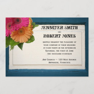 Bois Peint Russe Daisies De Mariage Invitations