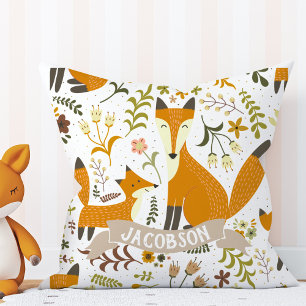 Bois renards Nom personnalisé Coussin