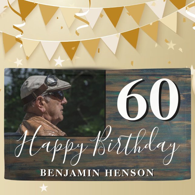 Bois rustique 60e anniversaire de fête bannière ph (Créateur téléchargé)