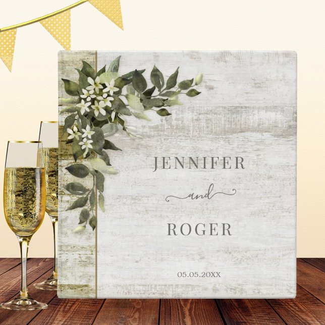 Bois rustique Aquarelle Verdure Classeur Mariage (Créateur téléchargé)