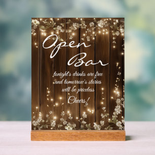 Bois Rustique Blanc Floral Lumières Open Bar