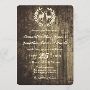 Bois rustique Buck and Deer Faire-part de mariage