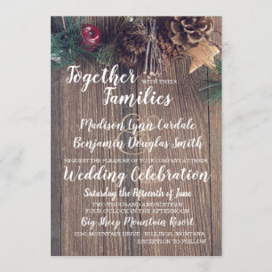 Bois rustique Campagne Pine Cône Invitations de ma