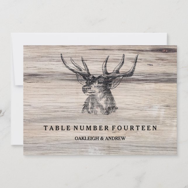 Bois Rustique | Cartes de Numéro de Table de Maria (Devant)
