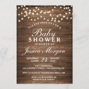 Bois rustique et feux Baby shower Invitation
