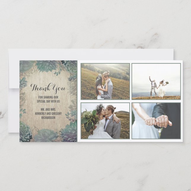 Bois rustique et Merci Mariage succulent (Devant)