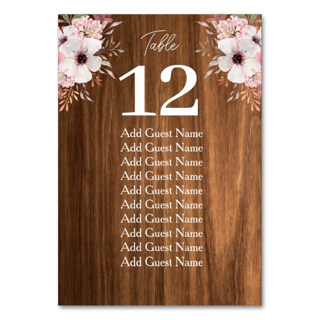 Bois rustique Floral Grange Numéro de table Tablea (Par défaut)